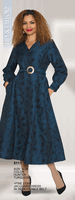 Lily & Taylor <br> (Volume 134) <br> LT5111 <br> <br> Hunter  <br>  Turquoise <br> 4 6 8 10 12 14<br>   16 18 20 22 24<BR><BR>Fine Light Jacquard Dress w/Removable Belt
