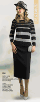 Lily & Taylor <br> (Fall/Holiday 2025 Vol. 132) <br> LT854 <br> <br> Black/Silver  <br>  Black/Red <br> S M L XL 1x 2x 3x<BR><BR>2 Piece Fine Fashion Lurex Knit Skirt Suit w/Full Top Rhinestones