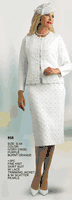 Lily & Taylor <br> (Fall/Holiday 2025 Vol. 132) <br> LT866 <br> <br> Ivory  <br>  Purple  <br>  Burnt-Orange <br> S M L XL 1x 2x 3x 4x<BR><BR>3 Piece Fine Knit Skirt Suit w/Lace Trimmimg Jacket & w/Scatter Pearls