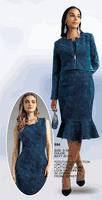Lily & Taylor <br> (Fall/Holiday 2025 Vol. 132) <br> LT884 <br> <br> Navy <br> S M L XL 1x 2x 3x<BR><BR>Couture Collection - 2 Piece Figure Flattering Denim Look Knit Dress w/Zipper Front Dress