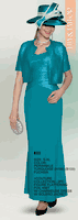 Lily & Taylor <br> (Volume 133) <br> LT885 <br> <br> Periwinkle   <br>  Turquoise   <br>  Fuchsia  <br>  S M L XL<BR><BR> Couture Collection 2PC Figure Flattering Foil Knit Charmeuse Dress with Bolero Jacket