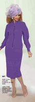 Lily & Taylor <br> (Volume 134) <br> LT887 <br> <br> Purple  <br>  Kiwi <br> S M L 1x 2x 3x 4x <BR><BR>2 Pc. Fine Ribbed Knit Skirt Suit w/Zippered Jacket