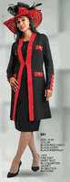 Lily & Taylor <br> (Fall/Holiday 2025 Vol. 132) <br> LT891 <br> <br> Black/Red  <br>  Black/Ivory  <br>  Black/Emerald <br> S M L XL 1x 2x 3x 4x<BR><BR>3 Piece Fine Knit Skirt Suit 3/4 Jacket w/Nautica Buttons