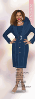 Lily & Taylor <br> (Spring/Summer Vol 128) <br> LT4918 <br> <br> Royal-Blue  <br>  Emerald  <br>  Purple  <br>  Black <br> <BR><BR>2 Pc. French Crepe Skirt Suit w/Rhinstone Buttons
