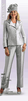 Lily & Taylor <br> (Fall/Holiday 2025 Vol. 132) <br> LT2667 <br> <br> Silver  <br>  Black  <br>  White  <br>  Red <br> 4 6 8 10 12 14 16 <br> 18 20 22 24<BR><BR>2 Piece Silky Twill Pant Suit w/Rhinestone Buttons