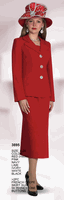 Lily & Taylor <br> (Volume 136) <br> LT3895 <br> <br> RED <br>  PINK <br>  NAVY <br>  LIME <br>  IVORY <br>  WHITE <br>  BLACK <br> 4 6 8 10 12 14 16 18 20 22 24<BR><BR>2Pc Jacket And Skirt Set With Rhinestone Buttons In French Crepe Fabric