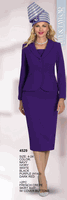 Lily & Taylor <br> (Volume 136) <br> LT4529 <br> <br> NAVY <br>  IVORY <br>  WHITE <br>  BLACK <br>  PURPLE <br>  DARK-RED <br> 4 6 8 10 12 14 16 18 20 22 24<BR><BR>2Pc French Crepe Skirt Suit w/Cover Buttons