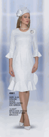 Lily & Taylor <br> (Volume 134) <br> LT4961 <br> <br> Gold  <br>  White  <br>  Ice-Green <br> 4 6 8 10 12 14<br>   16 18 20 22 24<BR><BR>Light Brocade Dress w/Rhinestone Brooch