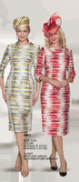 Lily & Taylor <br> (Volume 134) <br> LT4963 <br> <br> Red/Multi  <br>  Kiwi/Multi <br> 4 6 8 10 12 14<br>   16 18 20 22 24<BR><BR>Light Brocade Dress w/Rhinestoe Brooch