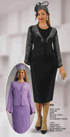 Lily & Taylor <br> (Fall/Holiday 2025 Vol. 132) <br> LT830 <br> <br> Mint  <br>  Black  <br>  White  <br>  Lavender  <br> S M L XL 1x 2x 3x 4x<BR><BR>3 Piece Fine Knit Skirt Suit w/Rhinestone Trim Jacket