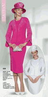 Lily & Taylor <br> (Volume 133) <br> LT830 <br> <br> LAVENDER  <br>  FUCHSIA    <br>  BLACK  <br>  WHITE    <br>  MINT <br> S M L 1x 2x 3x 4x<BR><BR>3PC FINE KNIT SKIRT SUIT W/ RHINESTONE TRIMMED JACKET