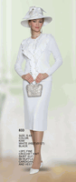 Lily & Taylor <br> (Volume 134) <br> LT833 <br> <br> Kiwi  <br>  White  <br>  Black <br> S M L 1x 2x 3x 4x <BR><BR>3 Pc. Fine Crochet Knit Skirt Suit w/Ruffle Cardigan & Vest