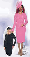 Lily & Taylor <br> (Volume 133) <br> LT838 <br> <br> ORANGE  <br>  BLACK  <br>  PINK  <br>  WHITE <br> S M L 1x 2x 3x 4x<BR><BR>3PC FINE CROCHET KNIT SKIRT SUIT W/ RHINESTONE JACKET