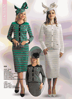Lily & Taylor <br> (Fall/Holiday 2025 Vol. 132) <br> LT839 <br> <br> Red/Ivory  <br>  Black/Gold  <br>  Black/Multi  <br>  Ivory/Ivory  <br>  Ivory/Brown  <br> Emerald/Black  <br> S M L XL 1x 2x 3x 4x<BR><BR>3 Piece Fine Knit Skirt Suit w/Rhinestone Skirt & Cardigan