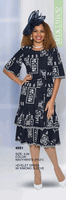 Lily & Taylor <br> (Volume 134) <br> LT4991 <br> <br> Navy/White <br> 4 6 8 10 12 14<br>   16 18 20 22 24<BR><BR>Eyelet Dress w/Kimono Sleeve