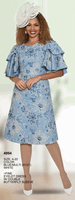 Lily & Taylor <br> (Volume 134) <br> LT4994 <br> <br> Blue/Multi  <br>  White <br> 4 6 8 10 12 <br> 14 16 18 20<BR><BR>Fine Eyelet Dress w/Double Butterfly Sleeve