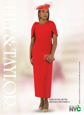 Lily & Taylor <br> (Spring/Summer Vol 129) <br> LT5000 <br> <br> Red  <br>  Black  <br>  Royal-Blue <br> 4 6 8 10 12 <br>  14 16 18 20<BR><BR>French Crepe Gown w/Wing Back Sleeves