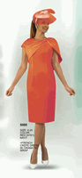 Lily & Taylor <br> (Volume 134) <br> LT5005 <br> <br> Red  <br>  Navy <br> 4 6 8 10 12<br>  14 16 18 20<BR><BR>French Crepe Dress w/Dramatic Wrap
