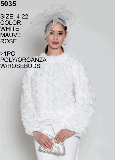 Lily & Taylor <br> (Volume 133) <br> LT5035 <br> <br> White   <br>  Mauve   <br>  Rose <br> 4 6 8 10 12 14 16 18 20 22<BR><BR>1PC Poly/Organza w/ Rosebuds