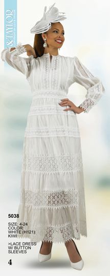 Lily & Taylor <br> (Spring/Summer Vol 129) <br> LT5038 <br> <br> White  <br>  Kiwi <br> 4 6 8 10 12 14 <br> 16 18 20 22 24<BR><BR>Lace Dress w/Button Sleeves