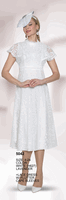 Lily & Taylor <br> (Volume 134) <br> LT5042 <br> <br> White  <br>  Lavender <br> 4 6 8 10 12 14<br>   16 18 20 22 24<BR><BR>Lace Dress w/Flutter Cape Sleeves
