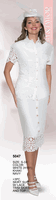 Lily & Taylor <br> (Volume 134) <br> LT5047 <br> <br> White  <br>  Khaki  <br>  Navy <br> S M L 1x 2x 3x<BR><BR>3 Pc Skirt Suit w/Lace Trim Skirt & Top