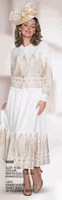 Lily & Taylor <br> (Volume 134) <br> LT5050 <br> <br> White/Gold  <br>  Khaki/Gold <br> S M L 1x 2x 3x<BR><BR>2 Pc Embroidery Skirt Suit w/Flounce Skirt