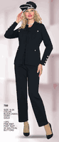 Lily & Taylor <br> (Volume 133) <br> LT780 <br> <br> BLACK  <br>  IVORY  <br>  GOLD <br> S M L 1x 2x 3x<BR><BR>3PC FINE KNIT PANT SUIT W/ NAUTICAL BUTTONS