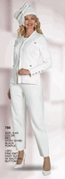Lily & Taylor <br> (Volume 136) <br> LT780 <br> <br> RED <br>  IVORY <br>  BLACK <br>  PURPLE <br> S M L XL 1x 2x 3x 4x<BR><BR>3Pc Fine Knit Pant Suit w/Nautical Buttons