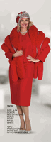 Lily & Taylor <br> (Volume 136) <br> LT2920 <br> <br> RED <br>  BLACK <br>  IVORY <br>  NAVY <br>  WHITE <br> 4 6 8 10 12 14 16 18 20 22 24<BR><BR>2Pc Jacket And Skirt Set With Cover Buttons In French Crepe Fabric