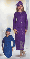 Lily & Taylor <br> (Volume 136) <br> LT5142 <br> <br> WHITE <br>  IVORY <br>  BLACK <br>  PURPLE <br>  CANARY <br>  ROYAL-BLUE <br> 4 6 8 10 12 14 16 18 20 22 24<BR><BR>2Pc Sequin Lace Skirt Suit w/Rhinestone Buttons