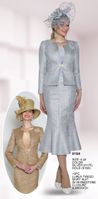 Lily & Taylor <br> (Volume 133) <br> LT5154 <br> <br> Silver <br>   Gold <br> 4 6 8 10 12 14 16 18 20 22 24<BR><BR>3PC Lurex Tweed Skirt Suit w/ Rhinestone Closure & Brooch