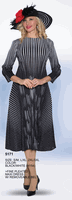 Lily & Taylor <br> (Volume 134) <br> LT5171 <br> <br> Black/White <br> S/M L/XL 2XL/3XL<BR><BR>Fine Pleated Maxi Dress w/Removable Belt