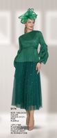 Lily & Taylor <br> (Volume 133) <br> LT5174 <br> <br> Green    <br>  Pink   <br>  Purple <br>  S/M L/1x  2X/3X <BR><BR> 2PC Fine Pleated Blouse with Elegant Maxi Tulle Skirt with Rhinestone