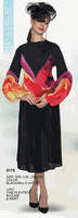 Lily & Taylor <br> (Volume 134) <br> LT5175 <br> <br> Black/Multi <br> S/M L/XL 2XL/3XL<BR><BR>2 Pc Fine Pleated Blouse & Skirt