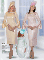 Lily & Taylor <br> (Volume 133) <br> LT5179 <br> <br> Gold    <br>  Mint  <br>  Pink  <br>  4 6 8 10 12 14 16 18 20 22 24 <BR><BR> Fine Jacquard Dress with Rhinestone Brooch