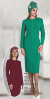 Lily & Taylor <br> (Volume 136) <br> LT855 <br> <br> WHITE <br>  BLACK <br>  YELLOW <br>  EMERALD <br>  BURGUNDY <br> S M L XL 1x 2x 3x 4x<BR><BR>2Pc Fine Knit Skirt Suit w/Zipper Front Closure w/Scattered Rhinestone