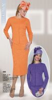 Lily & Taylor <br> (Volume 133) <br> LT855 <br> <br> PURPLE  <br>  ORANGE    <br>  WHITE <br> S M L 1x 2x 3x<BR><BR>2PC FINE KNIT SKIRT SUIT W/ ZIPPER FRONT CLOSURE W/ SCATTERD RHINESTONE