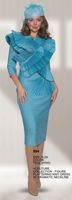 Lily & Taylor <br> (Volume 133) <br> LT894 <br> <br> Teal <br> S M L 1x 2x<BR><BR>Couture Collection � Figure Flattering Knit Dress w/ Dramatic Neckline