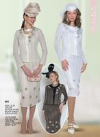 Lily & Taylor <br> (Volume 133) <br> LT901 <br> <br> Silver     <br>  Black     <br>  Gold <br> S M L 1x 2x 3x<BR><BR>Couture Collection � 3PC Fine Light Crochet Skirt Suit