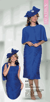 Lily & Taylor <br> (Volume 133) <br> LT915 <br> <br> Royal  <br>  Blue <br> S M L 1x 2x<BR><BR>Couture Collection � Figure Flattering Knit Dress w/ Cover Shoulder Cape