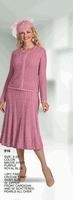 Lily & Taylor <br> (Volume 136) <br> LT916 <br> <br> MAUVE <br>  PURPLE <br>  ROYAL-BLUE <br> S M L XL 1x 2x 3x<BR><BR>3Pc Fine Crochet Knit Skirt Suit w/Zipper Front Cardigan And w/Scattered Pearls All Over