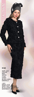 Lily & Taylor <br> (Volume 136) <br> LT5145 <br> <br> RED <br>  WHITE <br>  LILAC <br>  IVORY <br>  BLACK <br>  EMERALD <br> 4 6 8 10 12 14 16 18 20 22 24<BR><BR>3Pc Mesh Lace Skirt Suit Adorned w/Allover Rosettes w/Rhinestones