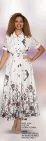 Lily & Taylor <br> (Volume 134) <br> LT5149 <br> <br> Ivory-Floral <br> 6 8 10 12 14<br>   16 18 20 22 24<BR><BR>Fine Chiffon Dress w/Removable Buckle Belt