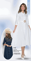 Lily & Taylor <br> (Volume 134) <br> LT5152 <br> <br> Navy  <br>  White <br> 4 6 8 10 12<br>  14 16 18 20<BR><BR>Denim Dress w/Embroidery