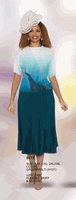 Lily & Taylor <br> (Volume 134) <br> LT5173 <br> <br> Green/Multi <br> S/M L/XL 2XL/3XL<BR><BR>2 Pc Fine Pleated Skirt & Blouse