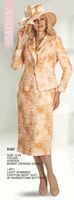 Lily & Taylor <br> (Volume 136) <br> LT5187 <br> <br> HUNTER <br>  BURNT-ORANGE <br> 4 6 8 10 12 14 16 18 20 22 24<BR><BR>3Pc Light Shimmer Chiffon Skirt Suit w/Rhinestone Buttons