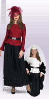 Lily & Taylor <br> (Volume 136) <br> LT5215 <br> <br> IVORY/BLACK <br>  BURGUNDY/BLACK <br> S/M   L/XL   2X/3X<BR><BR>2Pc Pleated Blouse/Pant Suit w/Removeable Belt