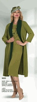 Lily & Taylor <br> (Volume 136) <br> LT5223 <br> <br> MAUVE <br>  APPLE-GREEN <br> S/M   L/XL   2X/3X<BR><BR>2Pc Fine Pleated Dress w/Duster