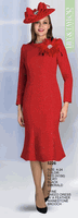 Lily & Taylor <br> (Volume 136) <br> LT5226 <br> <br> RED <br>  IVORY <br>  BLACK <br>  EMERALD <br> 4 6 8 10 12 14 16 18 20 22 24<BR><BR>Fine Tweed Dress w/A Feather Rhinestone Brooch